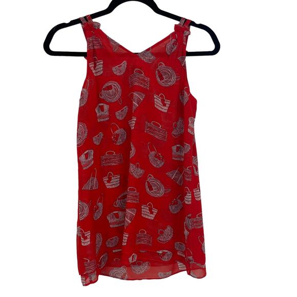 Cabi Nantucket Purse Pattern Layered Cami Tank Top Blouse Red XS - Picture 7 of 7